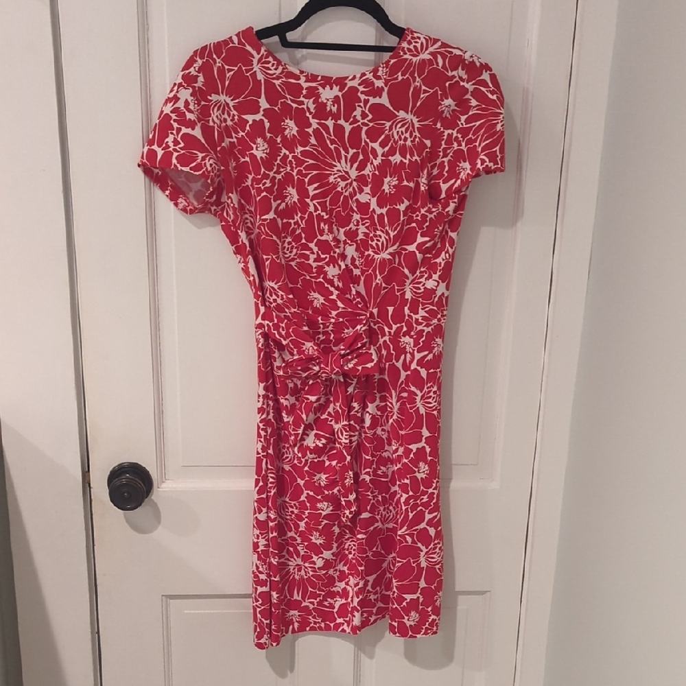 Diane Von Furstenberg Red and White Midi Dress